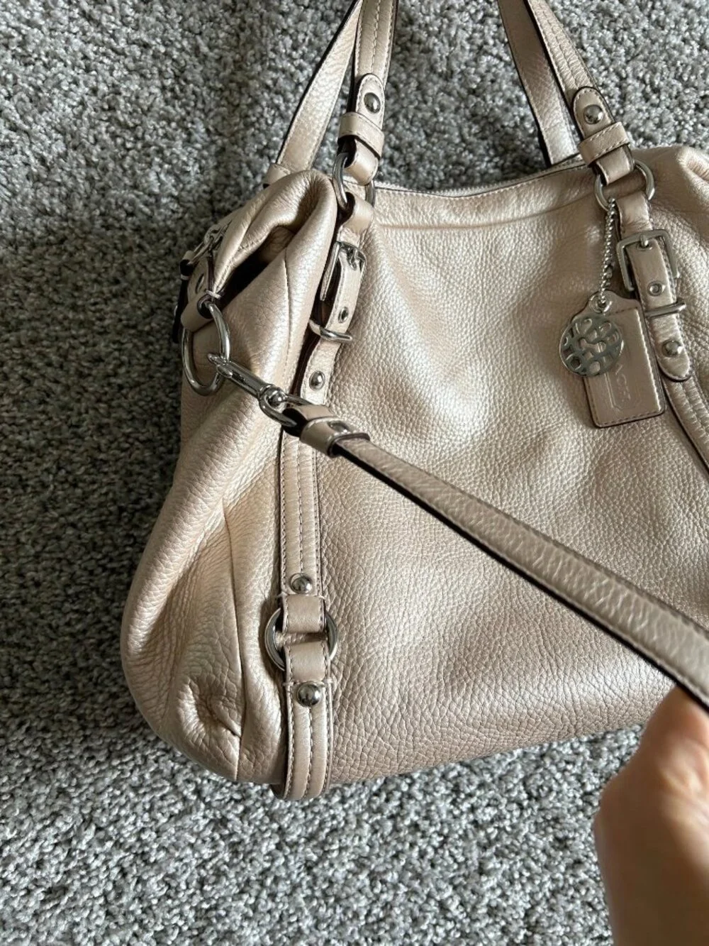 Y2K Coach Women's Pebbled Leather Satchel Handbag With Adjustable Strap